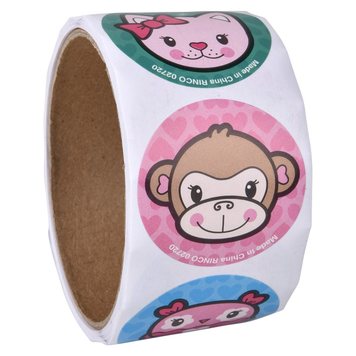 Valentine's roll sticker assortment bulk 20,000 pieces 2 inch rolls close up of roll.