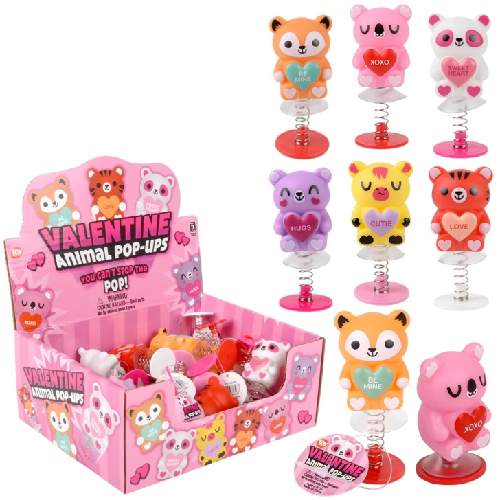 Valentine's Day Animal Pop-Up Toys 2.75" Each