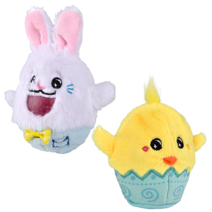 Squeezy bead Easter plush bulk 72 pieces 3 inch 2 styles side