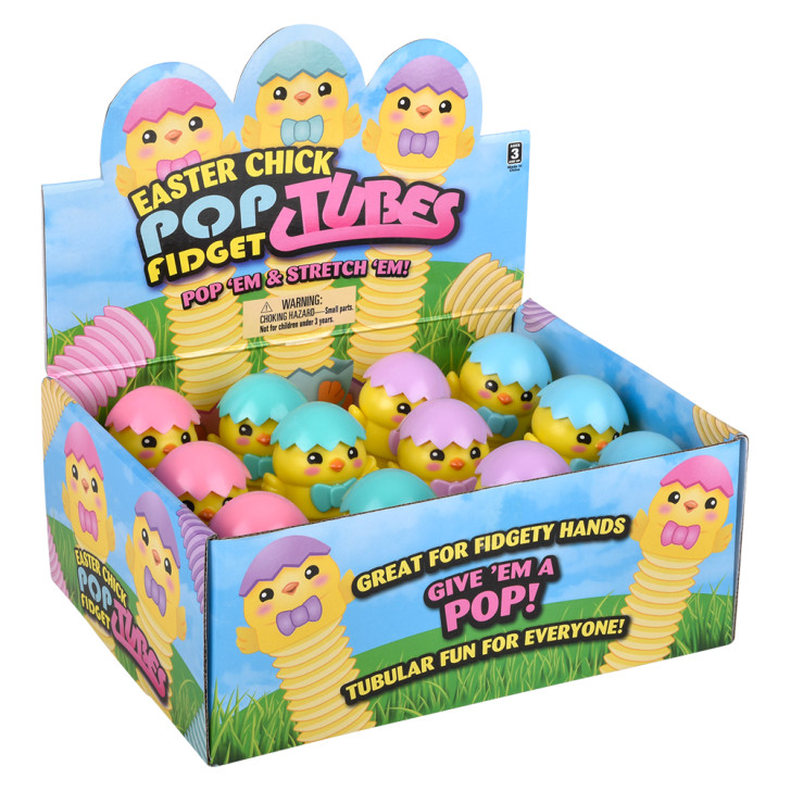 Easter Chick Fidget Pop Tube Toys for Claw Machines and Prize Counters