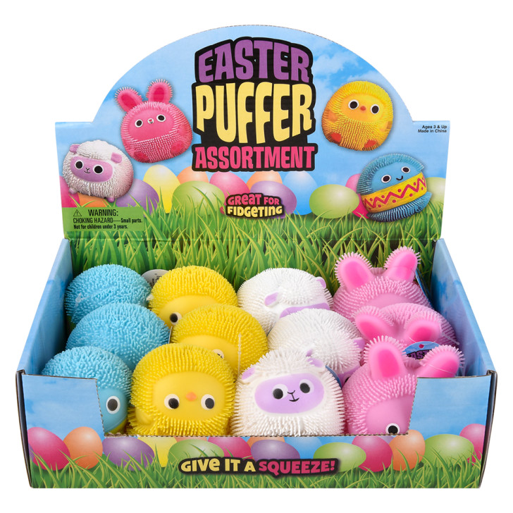 Easter puffer assortment bulk 144 pieces 3 to 3.5 inch 4 styles box front