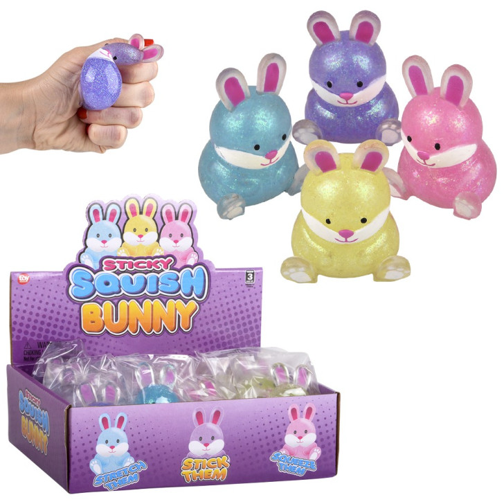 Squish sticky glitter Easter bunny bulk 144 pieces 2.5 inch 4 colors package