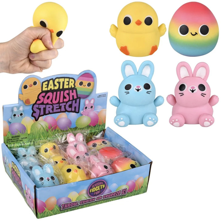Easter Squish Stretch Toy Mix 3.25" Each