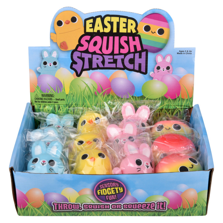 Easter squish stretch assortment bulk 144 pieces 2.75 to 3.25 inch box front