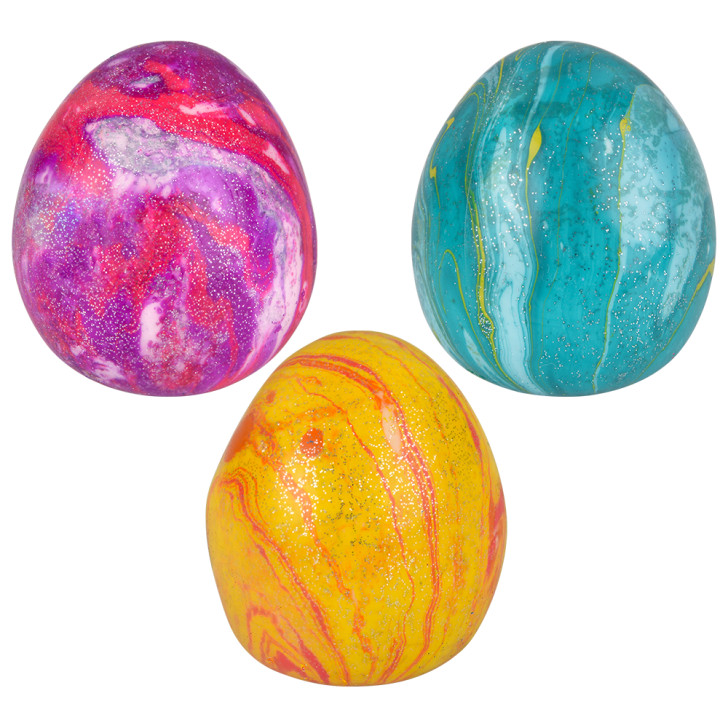 Squish and Stretch Marbleized Easter Eggs – 144 Pieces Bulk, 3"