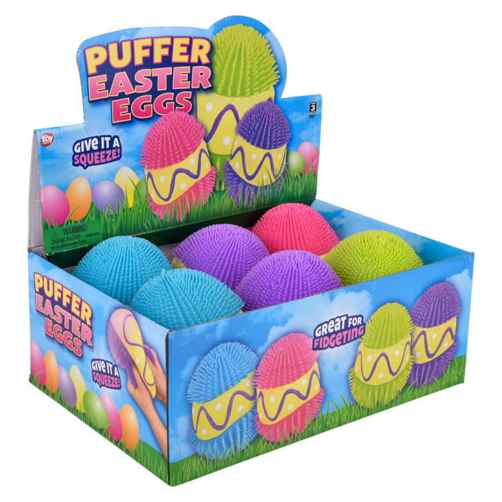 Puffer Easter egg bulk 48 pieces 6 inch 4 colors squeeze box right