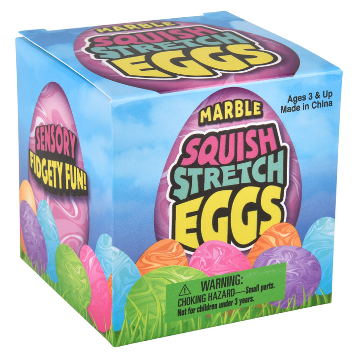 Squish and stretch marbleized Easter egg bulk 144 pieces 2.5 inch 6 colors box