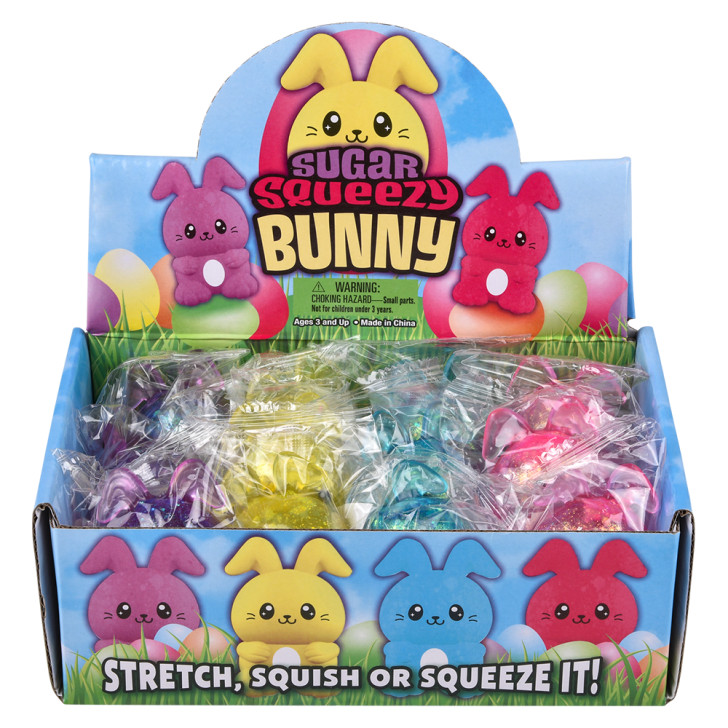 Squeezy sugar Easter bunny bulk 72 pieces 2.5 inch box front