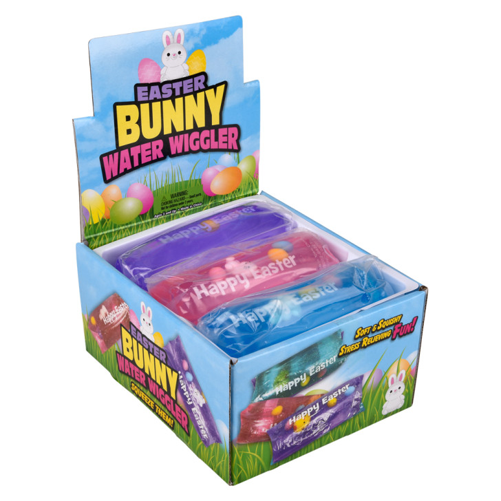Easter bunny jumbo water wiggler bulk 48 pieces 5 inch 3 styles box