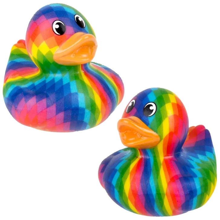 Rainbow Pixel Rubber Duckies - 2 Inch - Case of 576