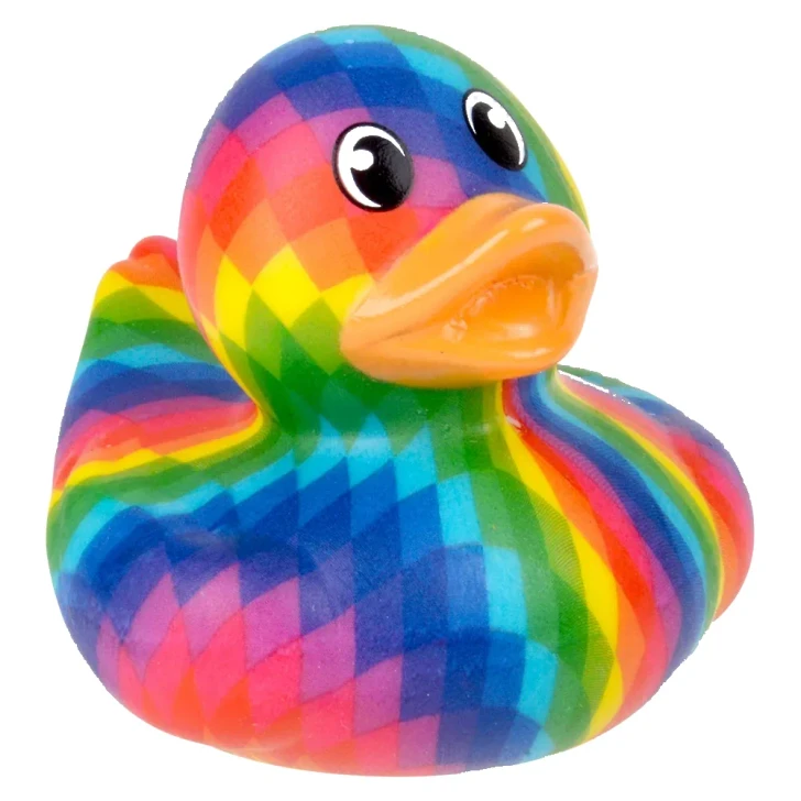 Rainbow Pixel Rubber Duckies 2" Each