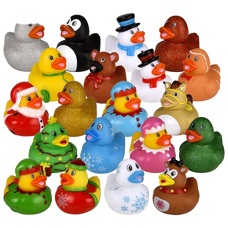Christmas Rubber Duckies - 2 Inch - Case of 300 - Assorted - 100-Count Bags