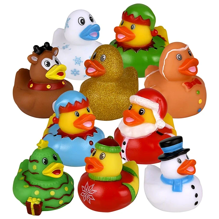 Christmas Rubber Duckies - 2 Inch - Case of 300 - Assorted - 50-Count Bags