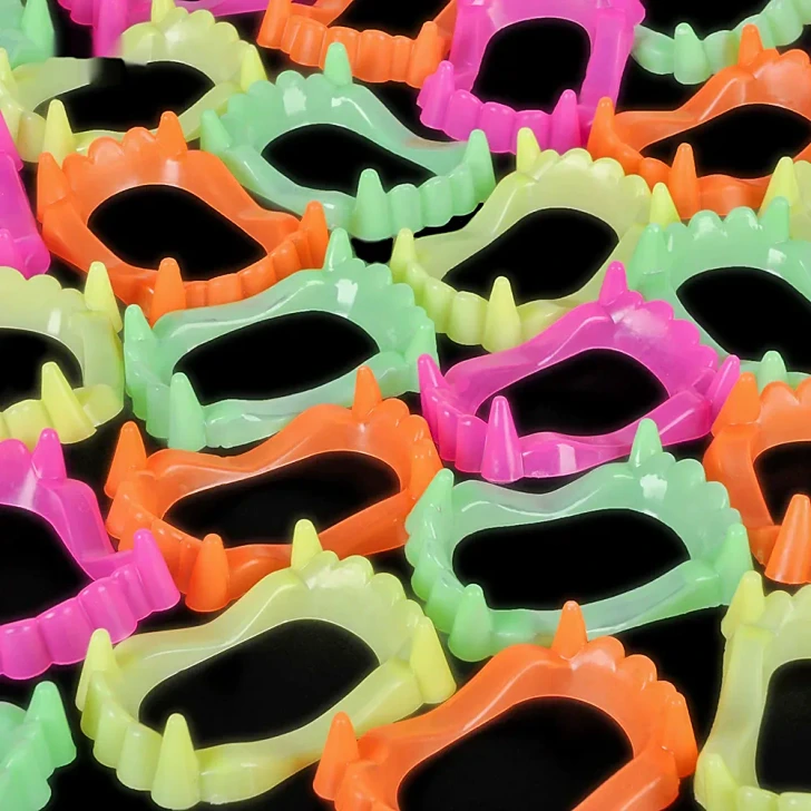 Halloween Neon Goofy Teeth Toys 2" Each