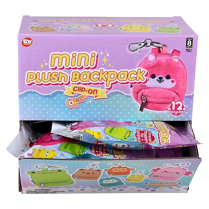 Blind Bag Mini Kawaii Plush Backpack Clip-On Toys for Claw Machines and Prize Counters