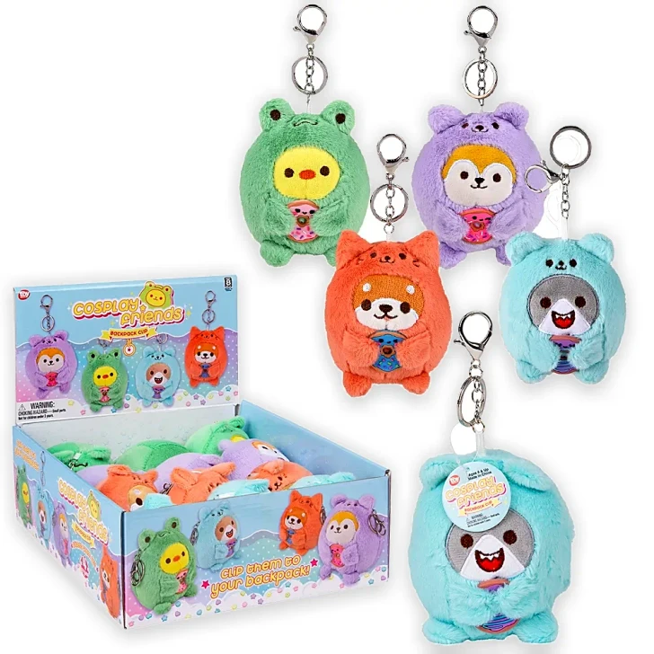 Plush Dressed Animals Backpack Clip-On Toys - 4 Inch - Case of 96