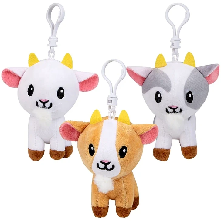 Plush Goat Backpack Clip-On 4" Each