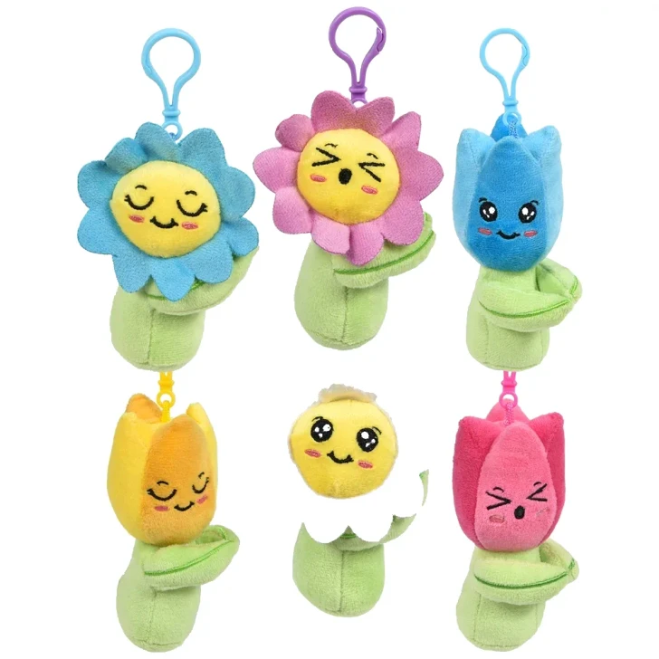 Flower Backpack Clip Plush Toys - 5 Inch - Case of 240