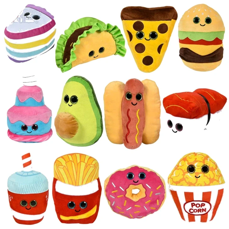 Medium Food Plush Toys 8" - 60 Pcs Bulk