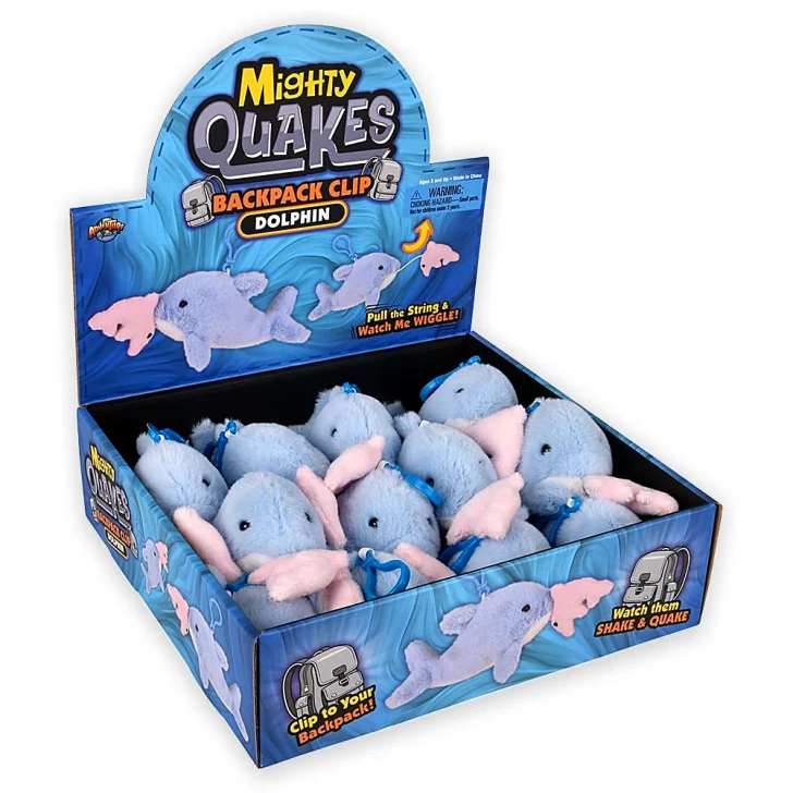 Mighty Quakes Dolphin Backpack Clips for Claw Machines and Prize Counters
