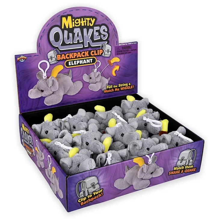 Mighty Quakes Elephant Backpack Clips for Claw Machines and Prize Counters