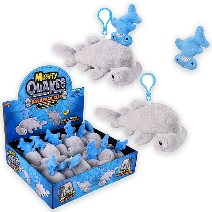 Mighty Quakes Hammerhead Shark Backpack Clips - 3.5 Inch - Case of 144