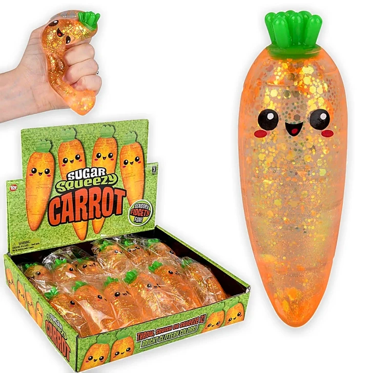 Squeezy Sugar Carrot Toys - 5 Inch - Case of 72
