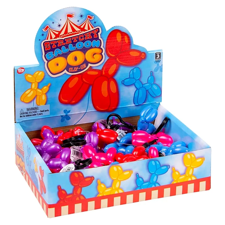 Stretchy Balloon Dog Clip-On Toys for Claw Machines and Prize Counters