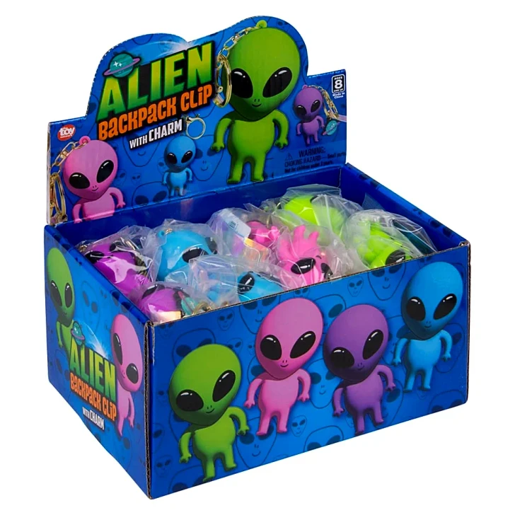 Alien Charm Wristlet Backpack Keyrings for Claw Machines and Prize Counters