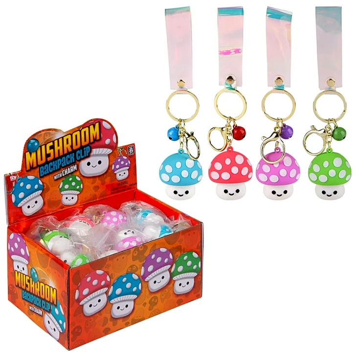 Mushroom Charm Wristlet Backpack Keyrings - 2 Inch - Case of 192