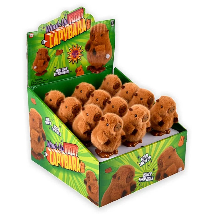 Wind-Up Fuzzy Capybara Toys Bulk Carnival Prizes