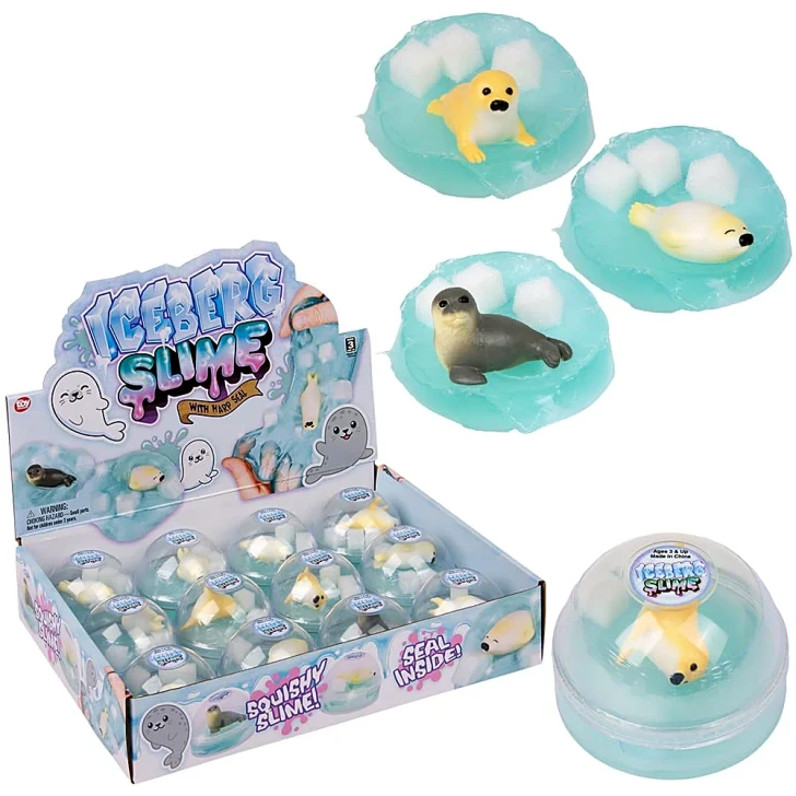 Arctic Iceberg Harp Seal Slime Toys - 3 Inch - Case of 72