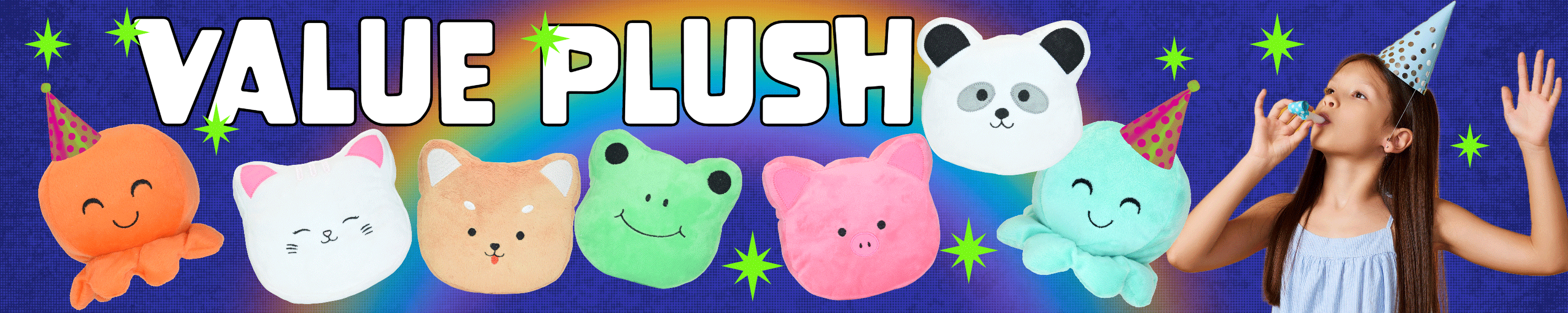 Toy Barn® 7-inch bulk plush animal faces assortment