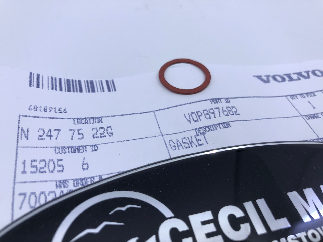 $9.95* GENUINE VOLVO ENUINE VOLVO GASKET 897682 Special Order 10 TO 14 Day Delivery