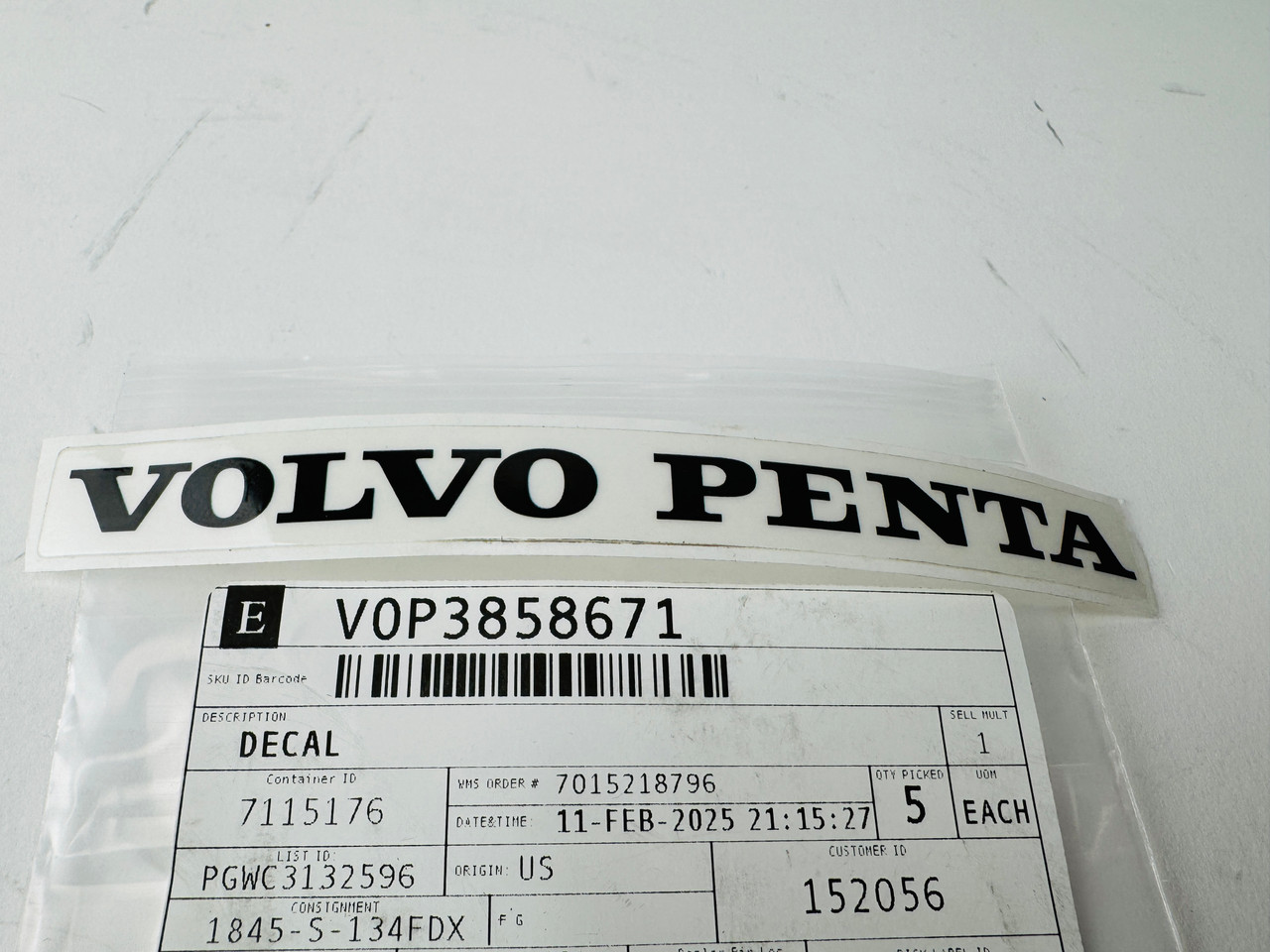 $5.99* GENUINE VOLVO DECAL 3858671 *In Stock & Ready To Ship!