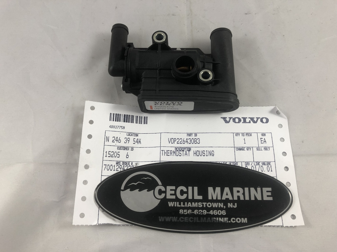 $162.99* GENUINE VOLVO no tax* STARBOARD SIDE THERMOSTAT HOUSING