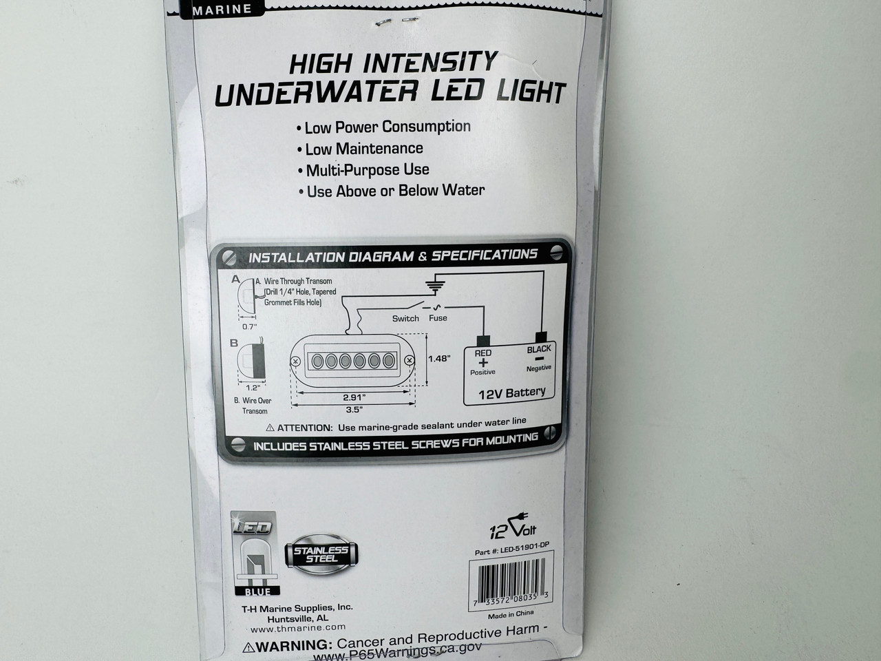 PARKER no tax* UNDERWATER LED LIGHT BLUE S/S ( sold individually)