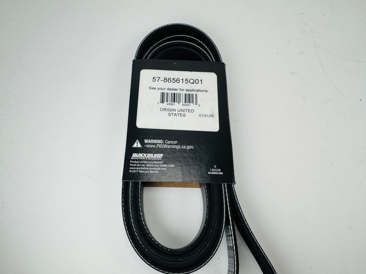 $79.99* GENUINE MERCRUISER, MERCURY & QUICKSILVER  no tax* BELT-SERPENTINE 57-865615Q01  *In Stock & Ready To Ship!