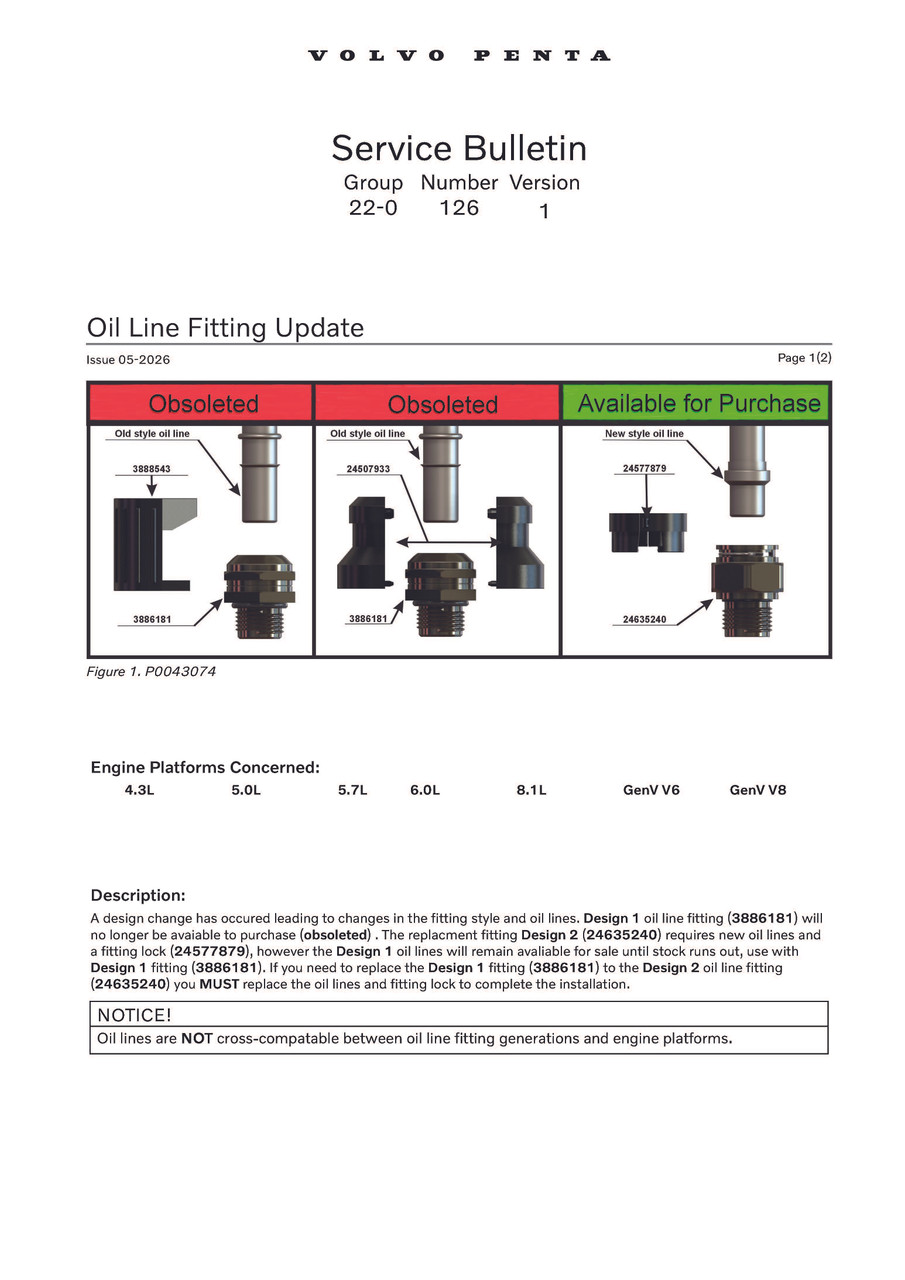 $169.99* GENUINE VOLVO no tax* OIL LINE 24508220  *In Stock & Ready To Ship!