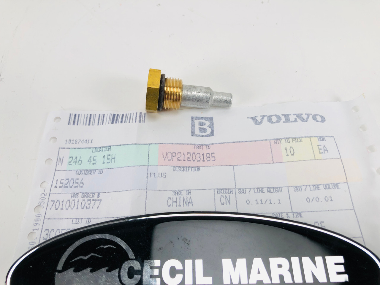 $31.99* GENUINE VOLVO no tax* PLUG  ANODE  21203185 *In Stock & Ready To Ship!