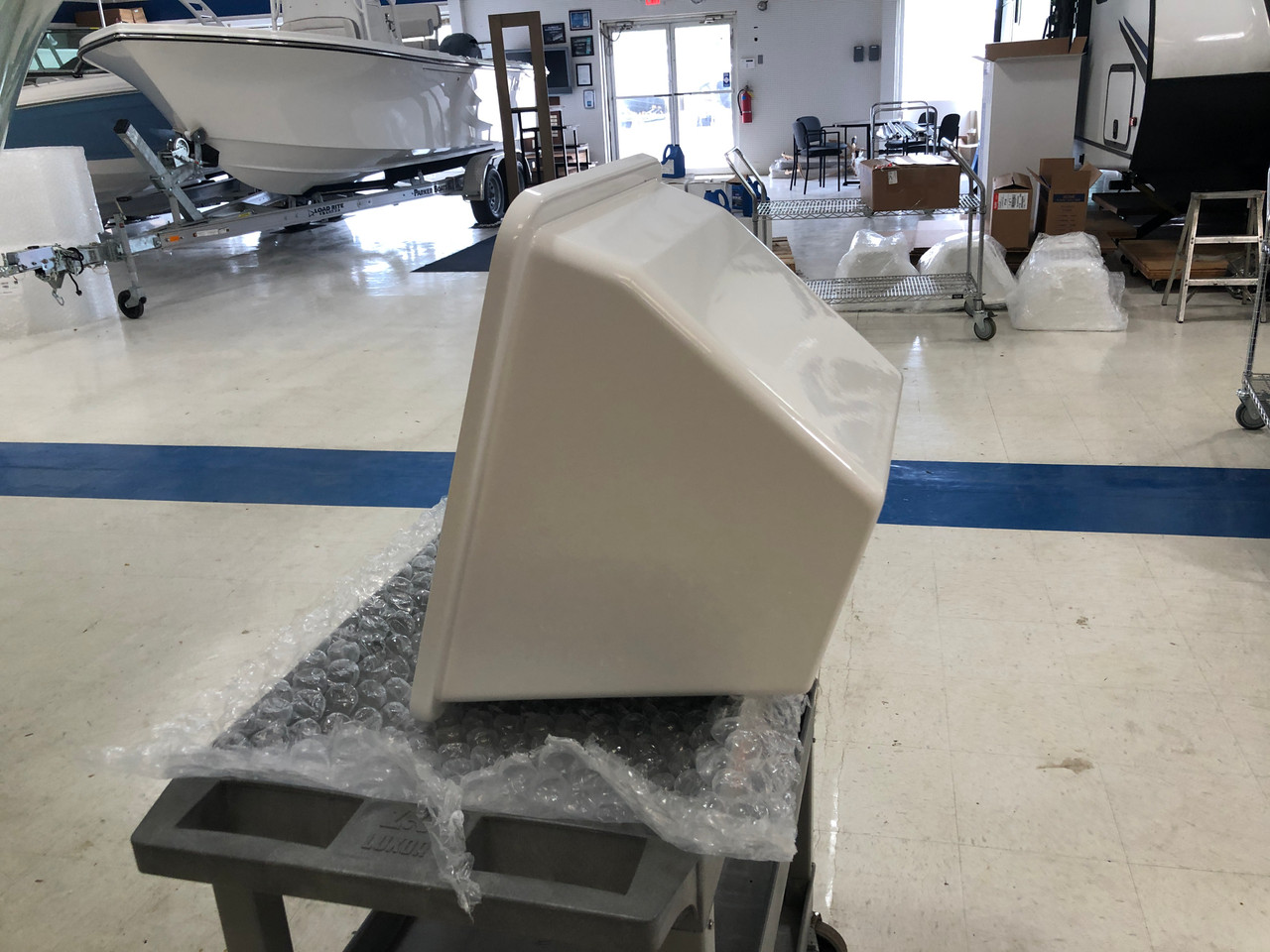 GENUINE PARKER (IN BRIGHTWHITE) FIBERGLASS BULKHEAD SECOND STATION 17 3/4" Wide  21" High *In Stock & Ready To Ship!