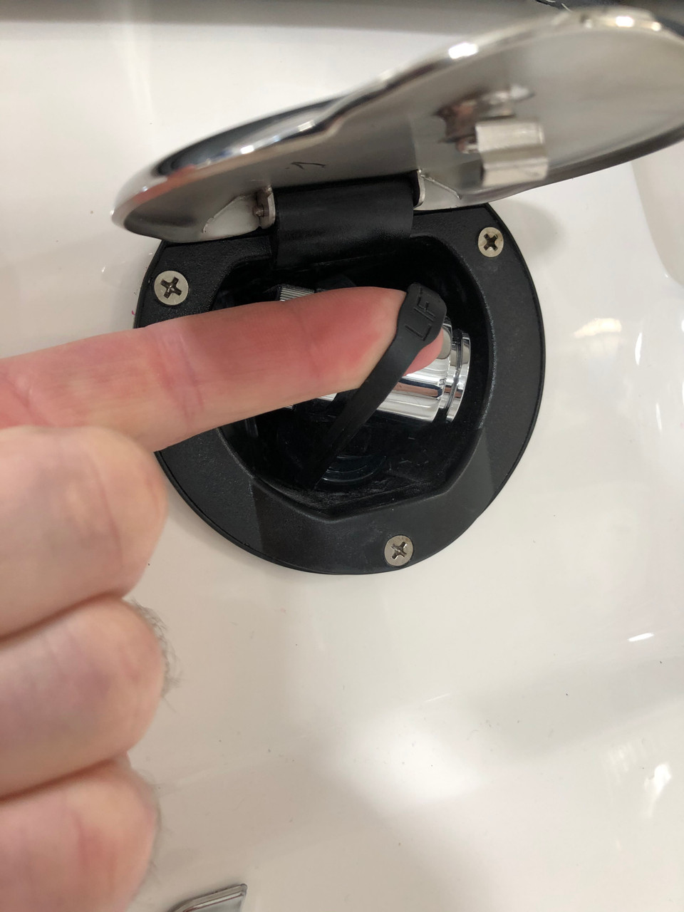 STAINLESS STEEL TRANSOM SHOWER WITH 8' SS HOSE & BRASS HEAD *In Stock