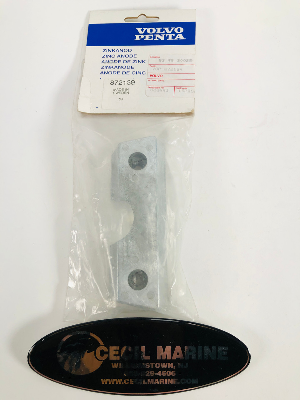 $69.99* GENUINE VOLVO ZINC ANODE 872139 *In stock & ready to ship