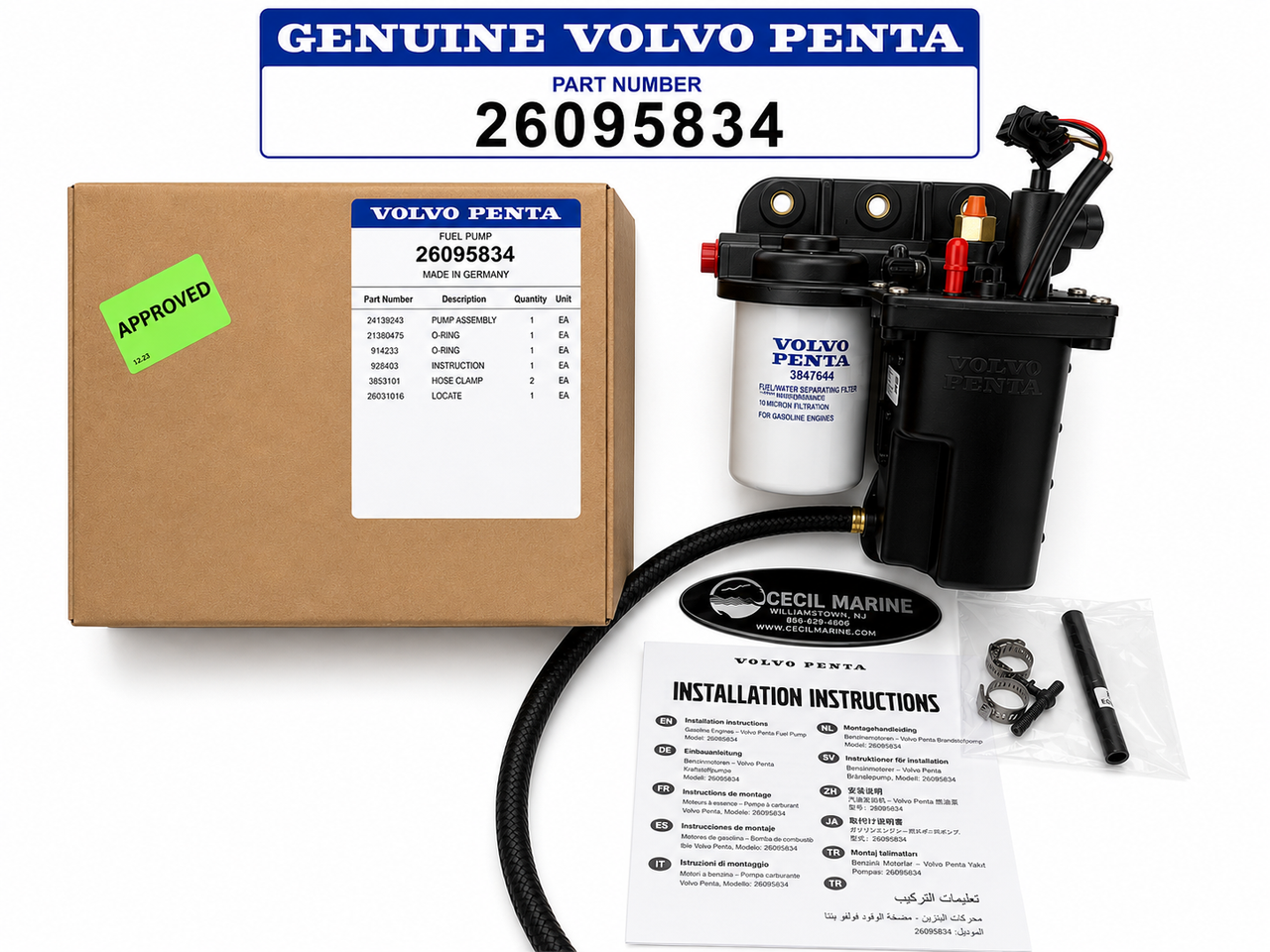 $1699.99* GENUINE VOLVO no tax* FUEL PUMP  26095834 (Volvo's previous part numbers were 3860210, 38691355, 3594444, 21397771, 21545138, 21608511, 23306461 & 24333571) *A signature is required for delivery *In Stock & Ready To Ship!