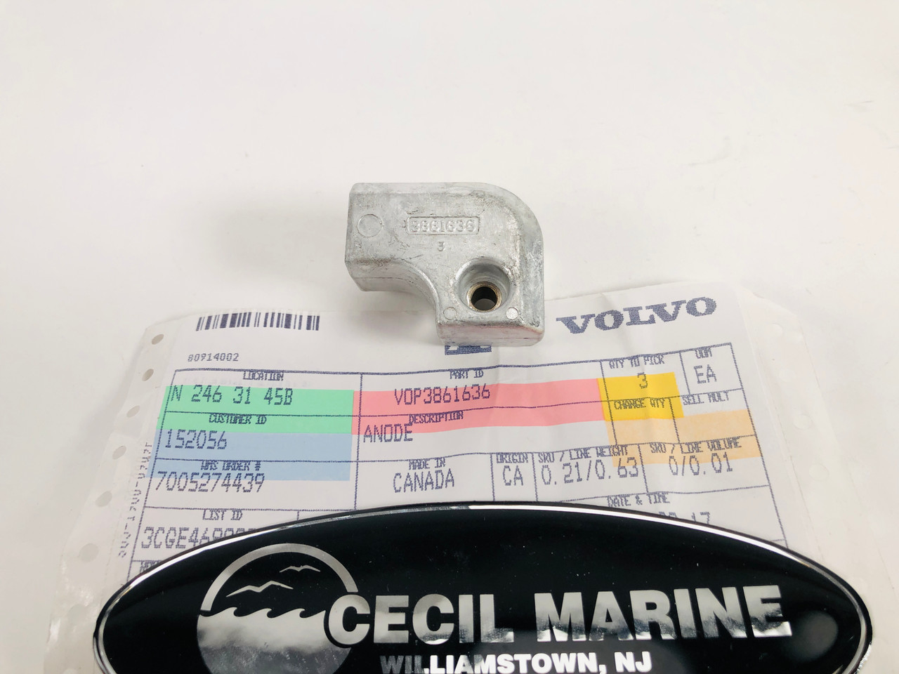 $23.99* GENUINE VOLVO no tax* XDP-B ANODE 3861636 *In Stock