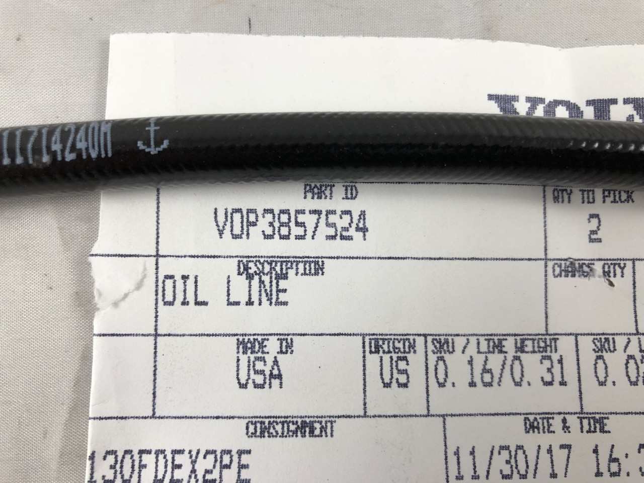 $94.99* GENUINE VOLVO no tax*  STB. TRIM OIL LINE 3857524 *In Stock & Ready To Ship!