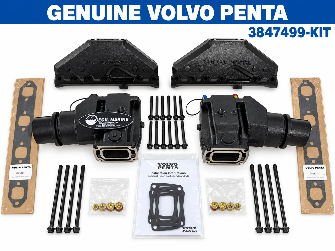 $1899.00 & FREE SHIPPING & no tax* GENUINE VOLVO 4.3L ( V-6 )  MANIFOLD REPLACEMENT KIT  * GENUINE VOLVO PENTA * EXHAUST MANIFOLD 3847499 * In Stock & Ready To Ship!