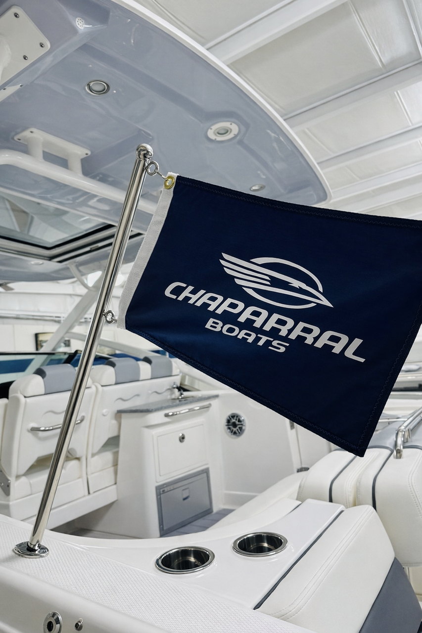 CHAPARRAL LOGO FLAG 12"" X 18"  BLUE SILK SCREENED ( ON BOTH SIDES )*In Stock & Ready To Ship!