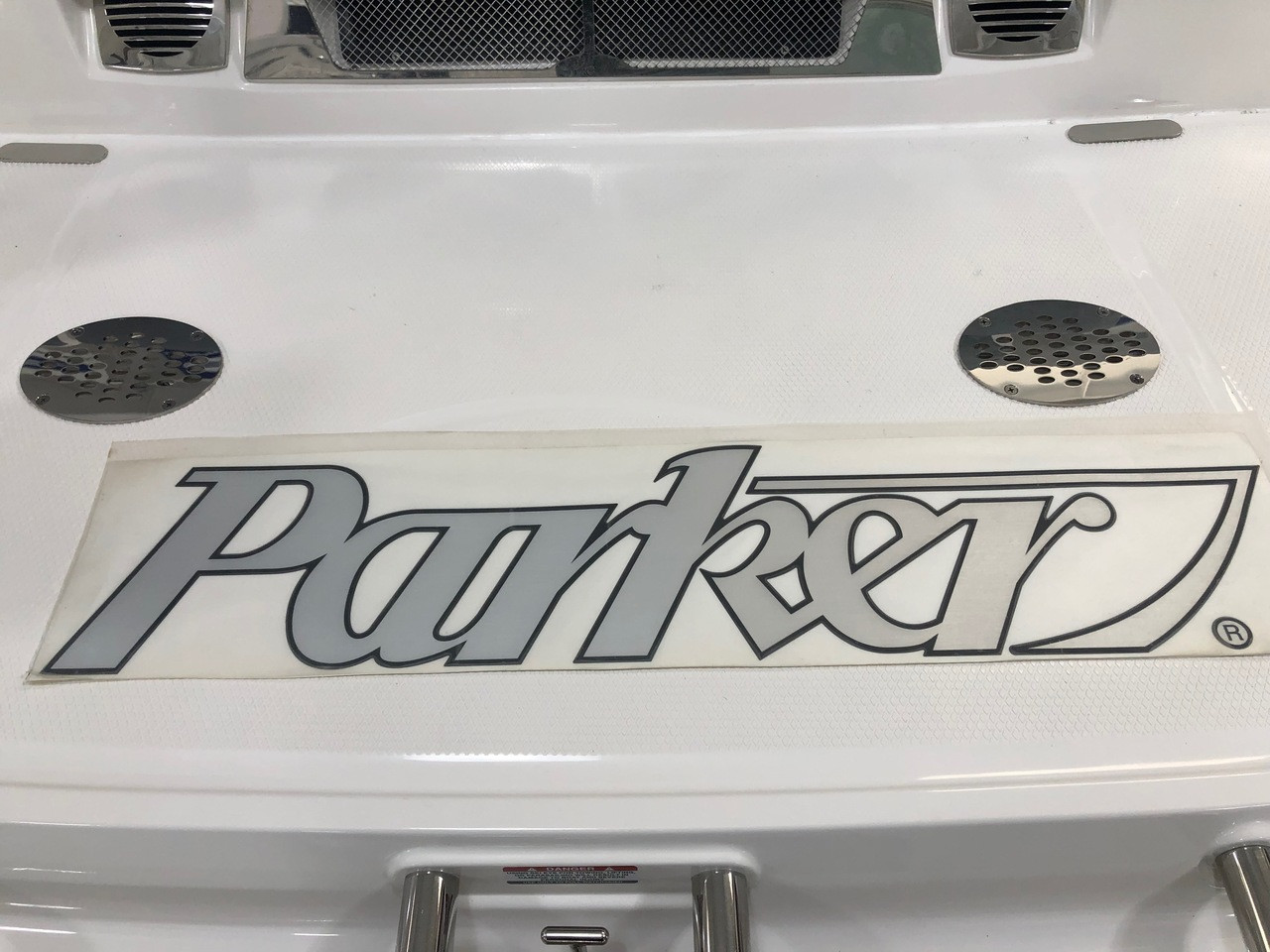 PARKER RAISED BRUSHED CHROME HULL LOGO *  31"L X 7"H *In Stock & Ready To Ship!