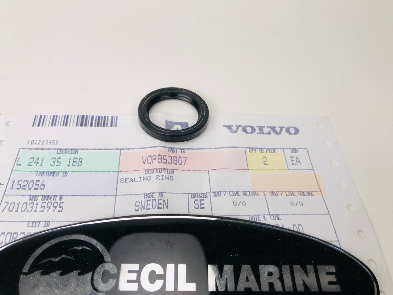 $21.99* GENUINE VOLVO SEALING RING 853807  *In Stock & Ready To Ship!